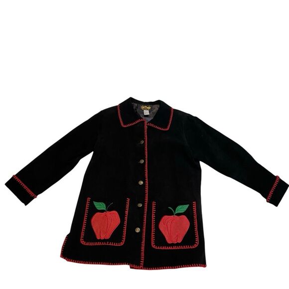 Bob Mackie Wearable Art Black Suede Apple Jacket - Picture 3 of 10